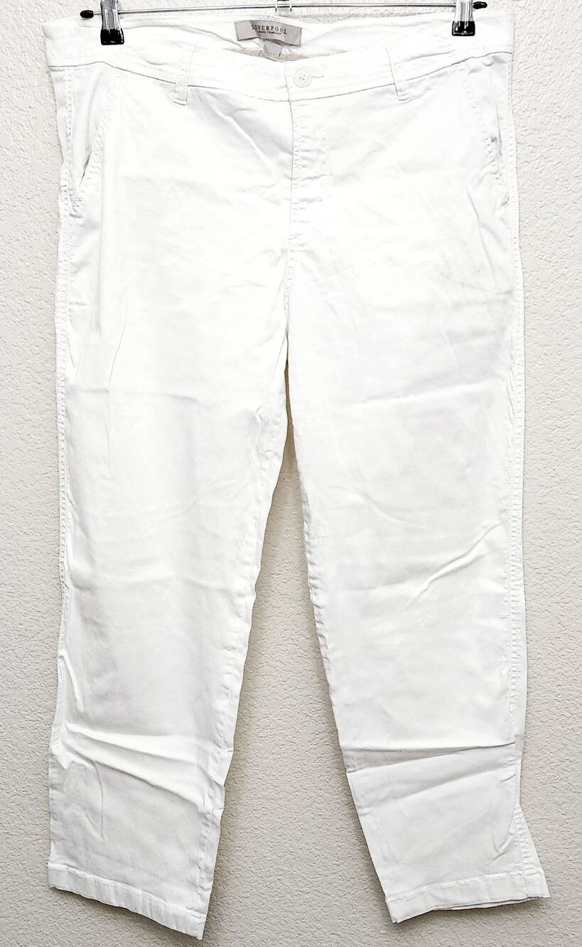 Liverpool Jean Company White Flat Front Jeans 16 Tapered Leg Lightweight Soft